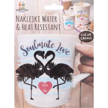 Nálepka na hrnek měnící barvu, Plameňák