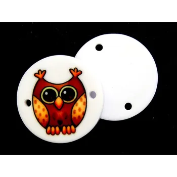 Knoflík GU510, Knoflík plastový, nášivka, Sovička hnědá, 36" / 1ks