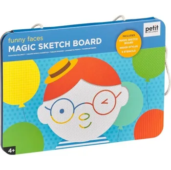 Magnetická kreslící tabulka Petit Collage Magnetická kreslící tabulka vtipné obličeje - poškozený kovový obal hračky