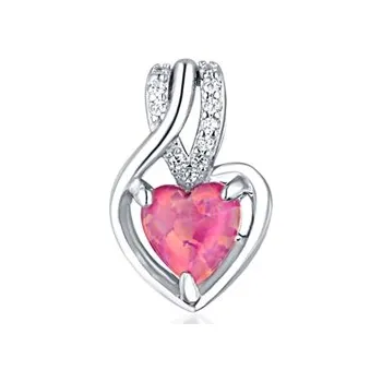Přívěsek Stříbrný přívěšek srdce s růžovým opálem STRZ0955F