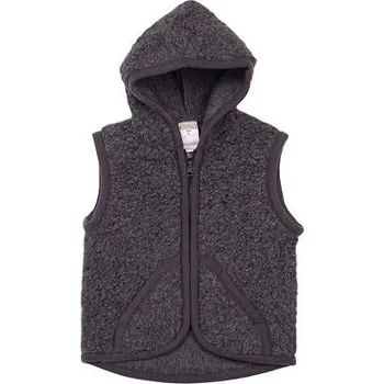Dívčí vesta Vlnka Dětská vesta z ovčí vlny s kapucí tmavě šedá velikost oblečení M