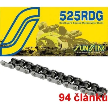 Řetězová sada pro motocykl Sunstar řetěz 525RDG barva černá, 94 článků