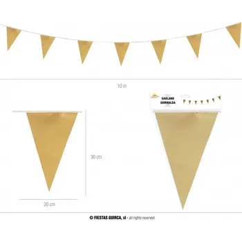 Karnevalový doplněk Fiestas Guirca Girlanda zlatá - praporky
