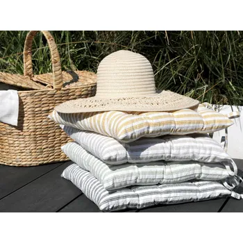 Podsedák Zeleně pruhovaný podsedák s výplní Nimes Seat - 40*40 cm