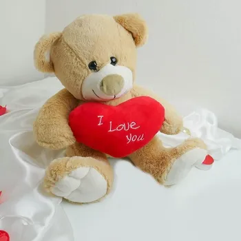 plyšák Plyšový medvěd I Love You béžový 24 cm