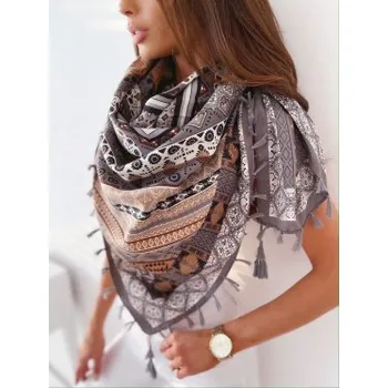 Šátek Lehký šátek se střapci šedý