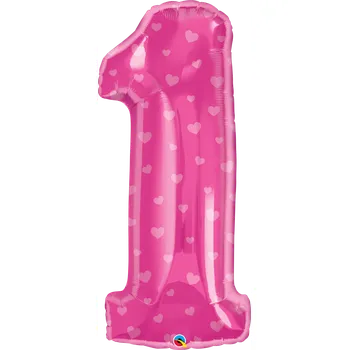 Balónek Qualatex Nafukovací číslice 1 srdce (96 cm,38")
