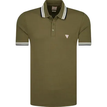 Pánské tričko GUESS JEANS Polokošile GRADY | Barva:khaki | Velikost:S