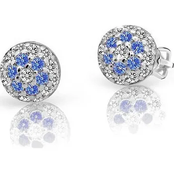 Náušnice Dětské náušnice z bílého zlata s modrými a bílými zirkony, 1.14 g,