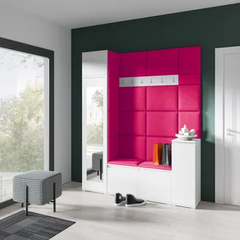 Předsíňová stěna Předsíňová stěna Emi 29 - bílá Barva panelů: Růžová - Trinity 10