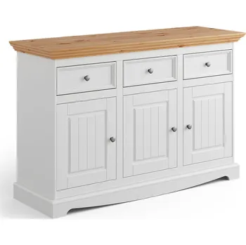 Komoda KATMANDU Dřevěná komoda Belluno Elegante, bílá-přírodní borovice, masiv, borovice rozměr 85x130x45cm