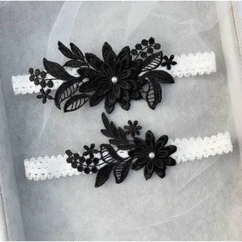 B-TOP LUXUSNÍ SVATEBNÍ PODVAZEK - černá/bílá