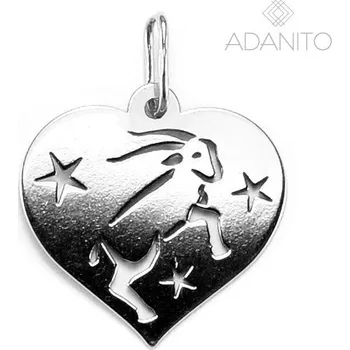 Přívěsek Stříbrný přívěsek znamení zvěrokruhu v srdíčku Kozoroh