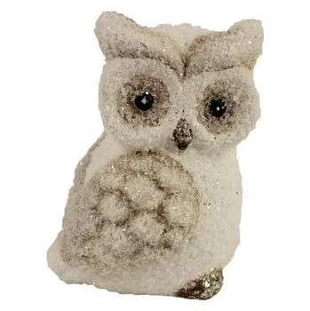 Dekorace Sněžná sova 10,5 cm (Dekorační sovička)