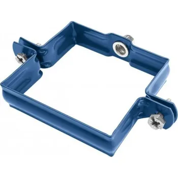 okap Objímka pozinkovaná hranatá modrá 80 mm, bez hrotu, metrický závit M10