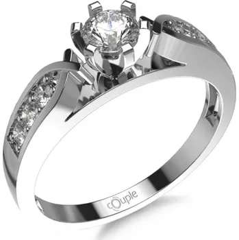 Prsten Couple, Jedinečný zásnubní prsten Elva, bílé zlato se zirkony, vel.: 53, ø16,9 mm, 5260507-0-53-1