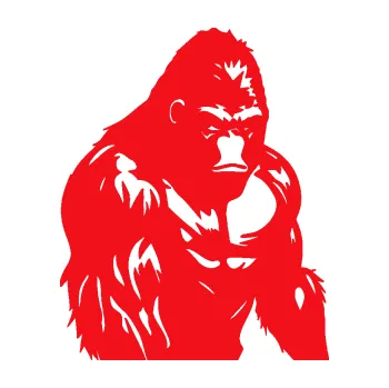Samolepící dekorace SAMOLEPKA Gorila 004 pravá (10 - červená) NA AUTO, NÁLEPKA, FÓLIE, POLEP, TUNING, VLASTNÍ TEXT, TISK, AUTOSAMOLEPKY.cz, POLEPY, OBRÁZEK, LOGO, SAMOLEPKY
