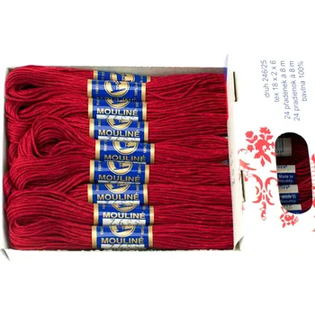 Příze Snový svět 3392 - Bavlněná vyšívací příze Mouline temně červená
