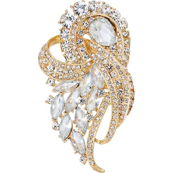 Brož B-TOP Krystalová brož Crystal Plant Druh barvy: Zlatá