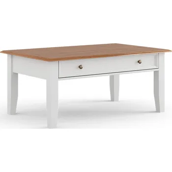 Konferenční stolek KATMANDU Konferenční stolek Belluno Elegante, bílá, medový dub, masiv, rozměr 48x122x71cm