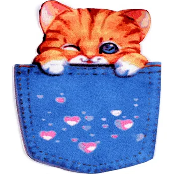 Nášivka Textilní aplikace - nášivka kočka v kapsičce