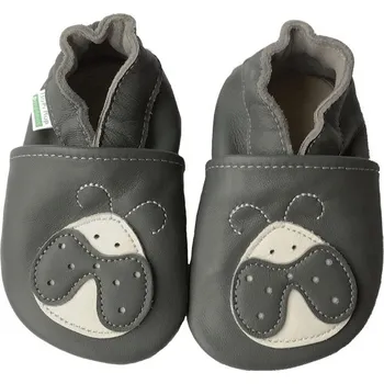 Capáčky Hopi Hop BAREFOOT kožené capáčky BERUŠKA ŠEDÉ Velikost: 2-3 roky