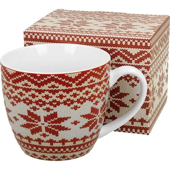 DUO Gifts DG - Porcelánový hrnek vánoční SVETR červený v dárkové krabičce - 470 ml