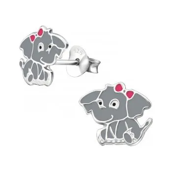 Náušnice Stříbrné náušnice slon barevný - A4S26490 (Stříbrné náušnice na puzetu)
