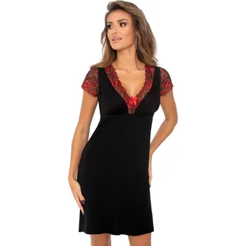 Dámská móda Donna noční košile Mirella - černá, S (Luxusní noční košile dámská)