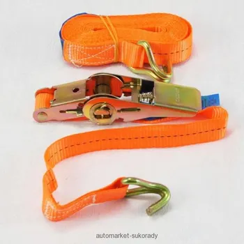 Upínací popruh 25 mm/ 6m/ 400kg/800kg s ráčnou a háky