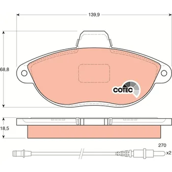 Brzdová destička Sada brzdových destiček, kotoučová brzda TRW GDB1216
