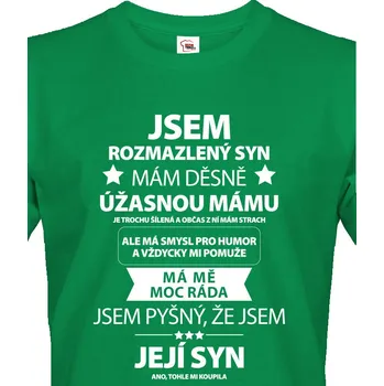 Pánské tričko Pánské tričko Jsem rozmazlený syn, Barva Zelená, Velikost 4XL, Canvas Pánské tričko s krátkým rukávem Bezvatriko.cz 1808