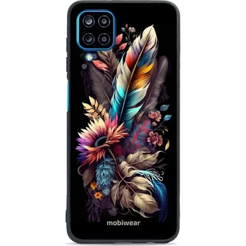Pouzdro na mobilní telefon Lesklý kryt Mobiwear Glossy - Samsung Galaxy A12 - G011G Kytice s pírkem (Prémiové lesklé pouzdro, obal, kryt Mobiwear Glossy na mobil Samsung Galaxy A12 - G011G Kytice s pírkem, materiál Plast + TPU silikon - krytí po všech stranách, neošoupatelný potisk