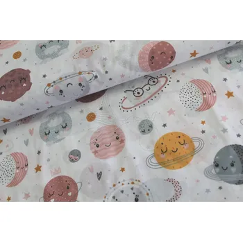 Růžové planety - bavlněné plátno, šíře 160cm