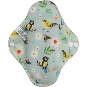 Menstruační vložka Breberky Denní vložka (PUL) - Sýkorky v kopretinách, sv. žlutý velur (kojenecký plyš)