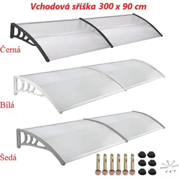 Vchodová stříška nad dveře 300 cm - Barva: černá, šedá, bílá