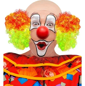 Karnevalová paruka Klaunská pleš s barevnými kudrlinami