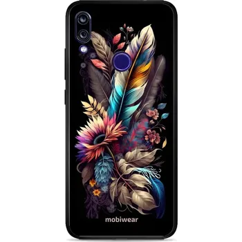 Pouzdro na mobilní telefon Lesklý kryt Mobiwear Glossy - Xiaomi Redmi Note 7 - G011G Kytice s pírkem (Prémiové lesklé pouzdro, obal, kryt Mobiwear Glossy na mobil Xiaomi Redmi Note 7 - G011G Kytice s pírkem, materiál Plast + TPU silikon - krytí po všech stranách, neošoupatelný)