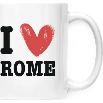Hrnek malý bílý s potiskem I love Rome