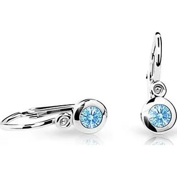Náušnice Cutie Kids Jewellery c1537-10-70-x-2 Dětské náušnice z bílého zlata na brizuru Cutie C1537 Arctic Blue – zlatý šperk ryzosti 585/1000 v Dárkovém balení s Certifikátem GBEWM-00147