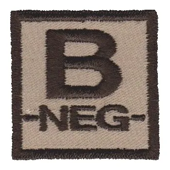 Nášivka NAVYS Označení krevní skupiny B- velcro suchý zip 4x4 pouštní desert B-52