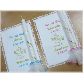 rouška Křestní sada 3D rouška, svíce, ozdoba vzor 12