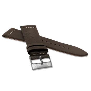 Řemínek na hodinky LAVVU Tmavě hnědý zúžený řemínek RETRO z luxusní kuže Top Grain - 24 LSVUC24
