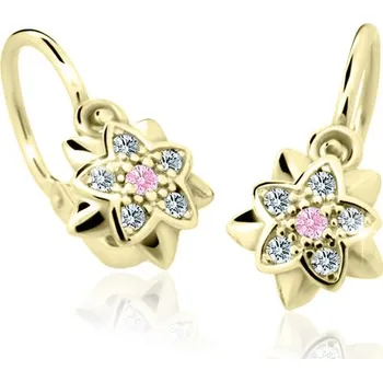 Náušnice Cutie Kids Jewellery c2210-10-20-x-1 Zlaté dětské náušnice kytičky na brizuru Cutie C2210 Pink – zlatý šperk ryzosti 585/1000 v Dárkovém balení s Certifikátem GBEYR-00338