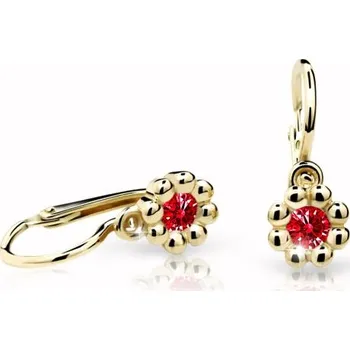 Šperk Cutie Kids Jewellery C2030-10-40-x-1 Zlaté dětské náušnice na brizuru Cutie kytičky C2030 Ruby Dark – zlatý šperk ryzosti 585/1000 v Dárkovém balení s Certifikátem GBEYRB-00780