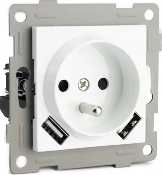 Elektrická zásuvka Berge Bílá zásuvka s kolíkem a USB 6105