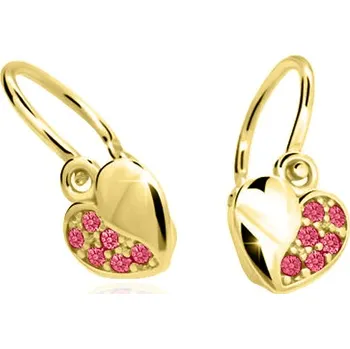 Náušnice Cutie Kids Jewellery c2160-10-30-x-1 Zlaté dětské náušnice srdíčka na brizuru Cutie C2160 Tcf Red – zlatý šperk ryzosti 585/1000 v Dárkovém balení s Certifikátem GBEYC-00393