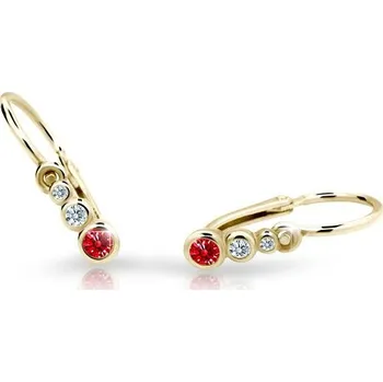 Náušnice Cutie Kids Jewellery c2255-10-40-x-1 Zlaté dětské náušnice na brizuru Cutie C2255 Ruby Dark – zlatý šperk ryzosti 585/1000 v Dárkovém balení s Certifikátem GBEYRB-00568