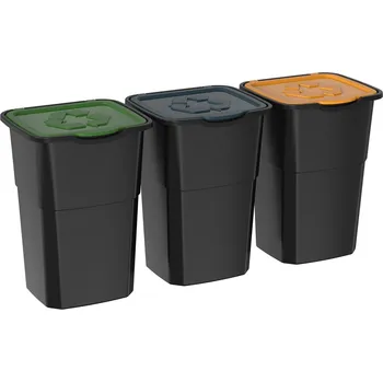 Odpadkový koš Koš na tříděný odpad Eco 3 Master 50 l BLACK, 3 ks, mix barev