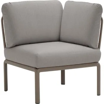 Zahradní pohovka Nardi Šedý látkový zahradní rohový modul Komodo s hnědošedou podnoží